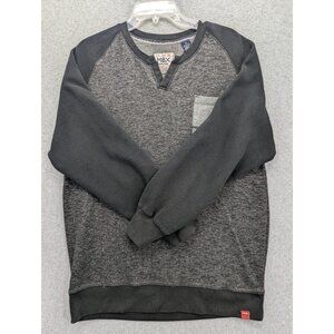MBX Sweatshirt Mens XL Gray Black Raglan Crew Neck Chest Pocket Fleece Pullover